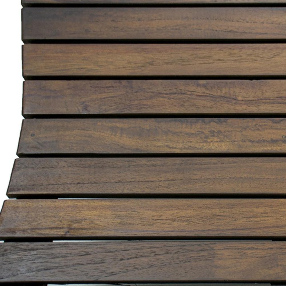 23" Dark Brown Teak Slat Non Slip Bath Mat