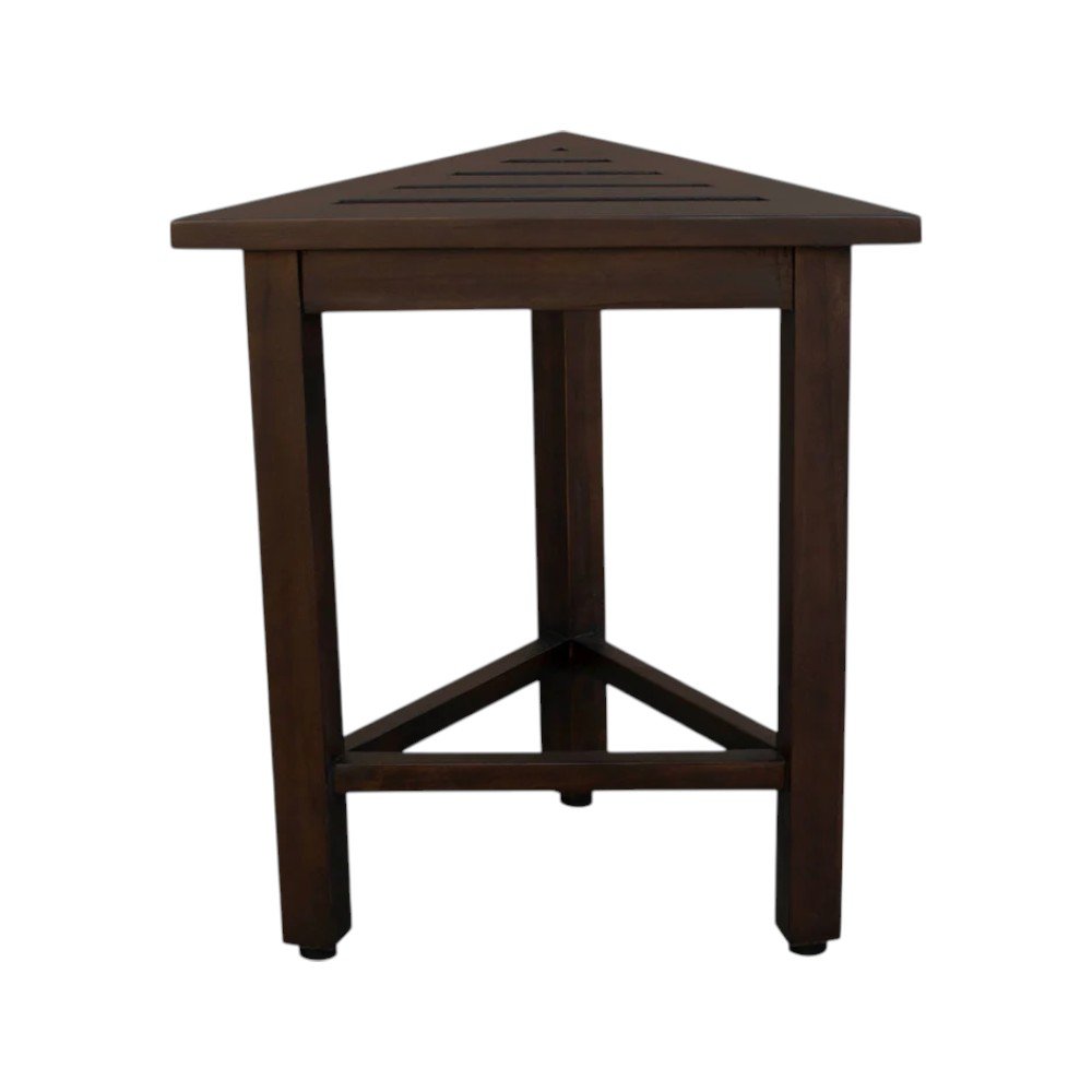 17" Dark Brown Teak Corner Shower Bench