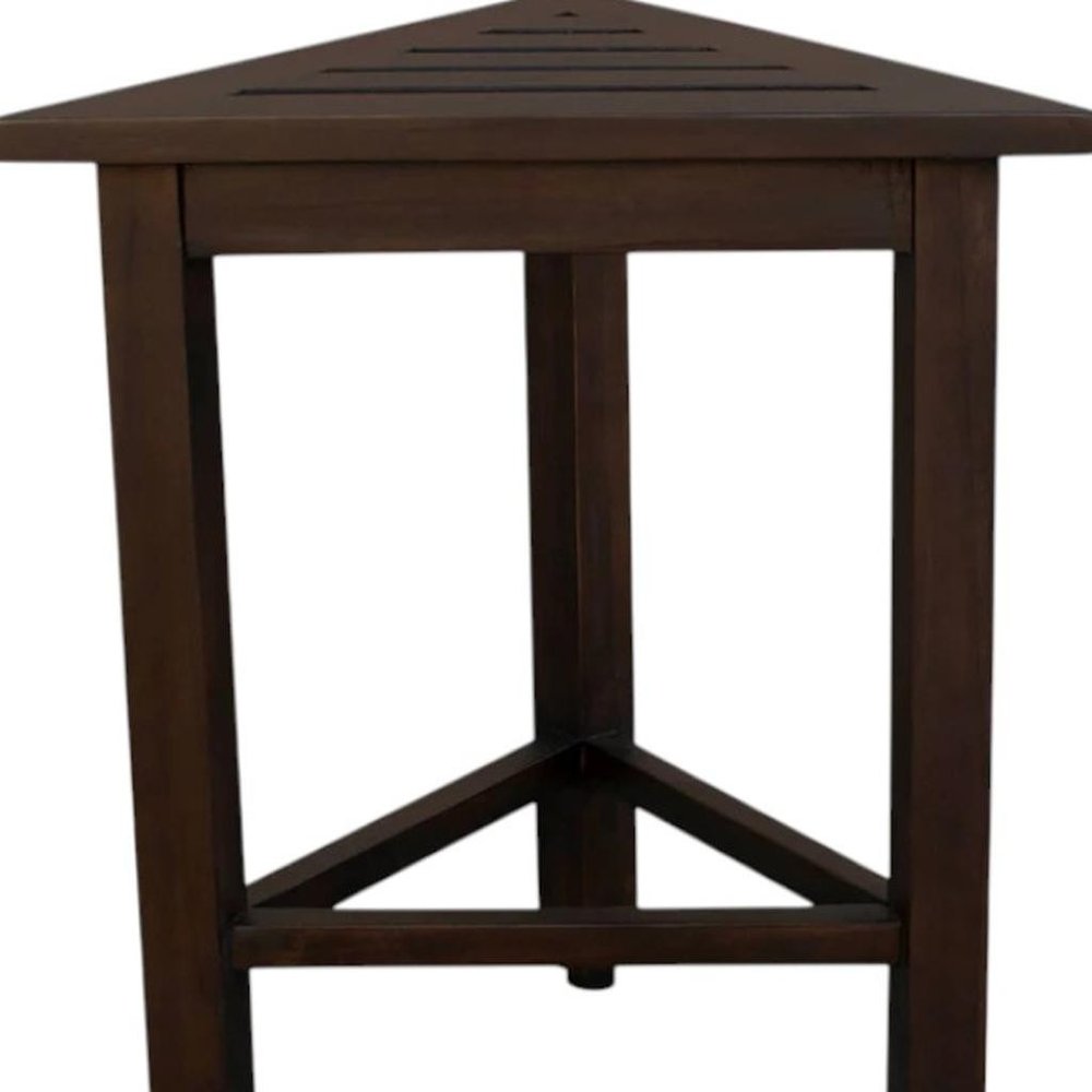 17" Dark Brown Teak Corner Shower Bench