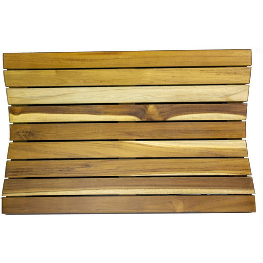 23" Brown Teak Slat Non Slip Bath Mat