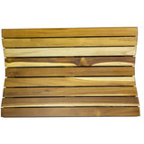 23" Brown Teak Slat Non Slip Bath Mat