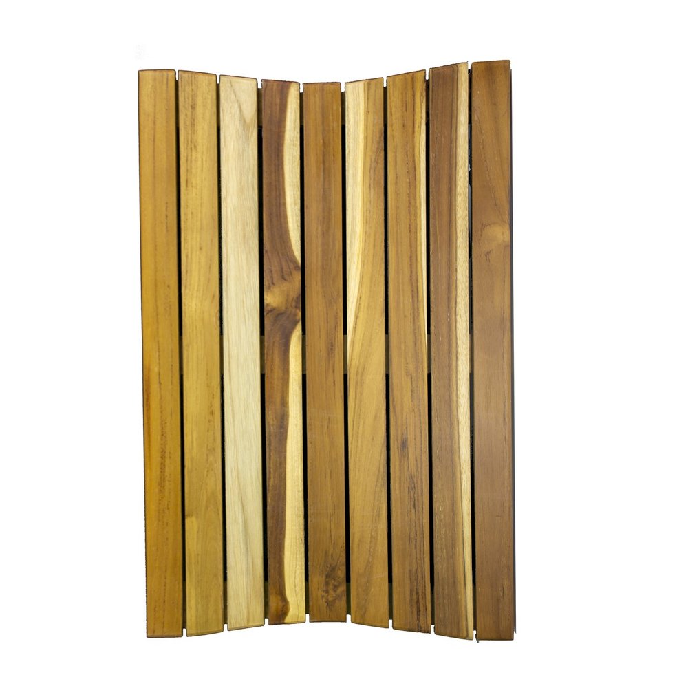 23" Brown Teak Slat Non Slip Bath Mat