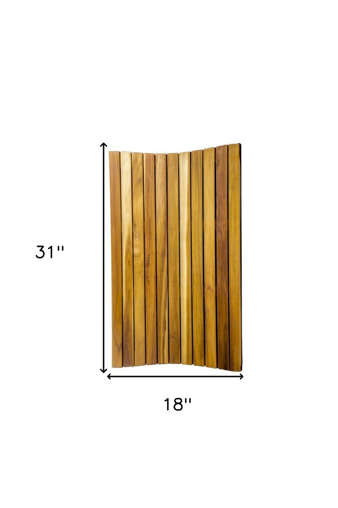 31" Brown Teak Slat Non Slip Bath Mat