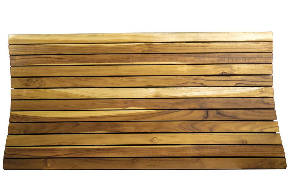 40" Brown Teak Slat Non Slip Bath Mat