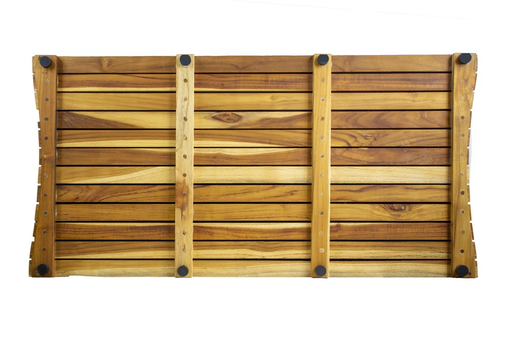 40" Brown Teak Slat Non Slip Bath Mat