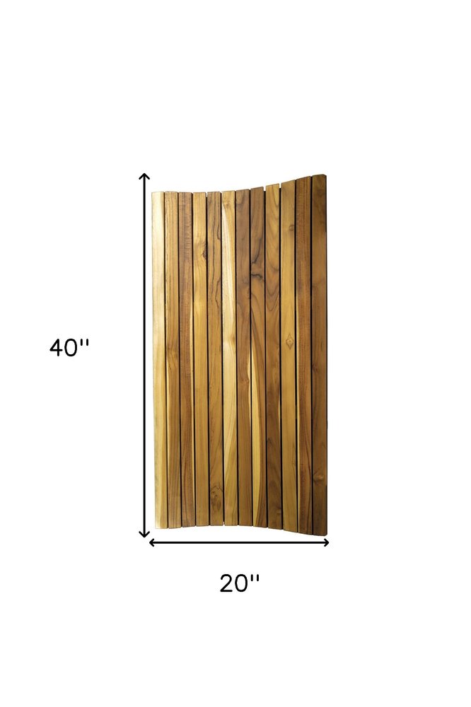 40" Brown Teak Slat Non Slip Bath Mat