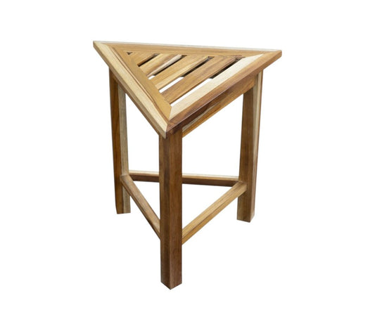 15" Brown Teak Corner Shower Bench