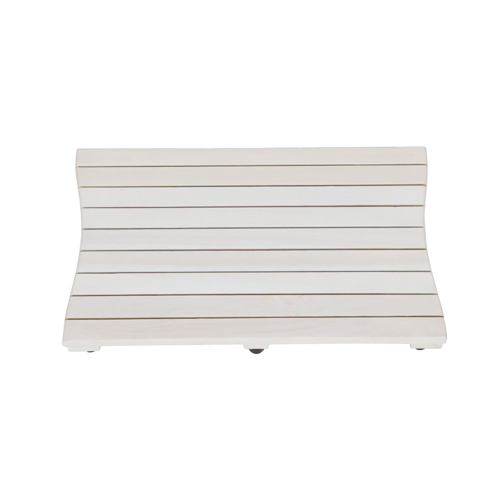 23" White Teak Slat Non Slip Bath Mat