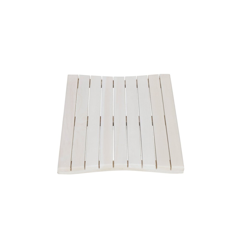 23" White Teak Slat Non Slip Bath Mat