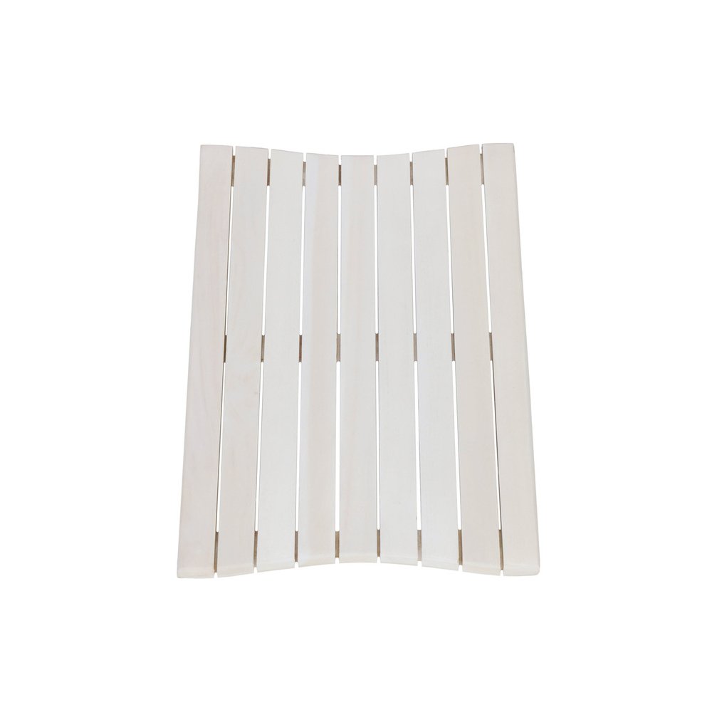 23" White Teak Slat Non Slip Bath Mat