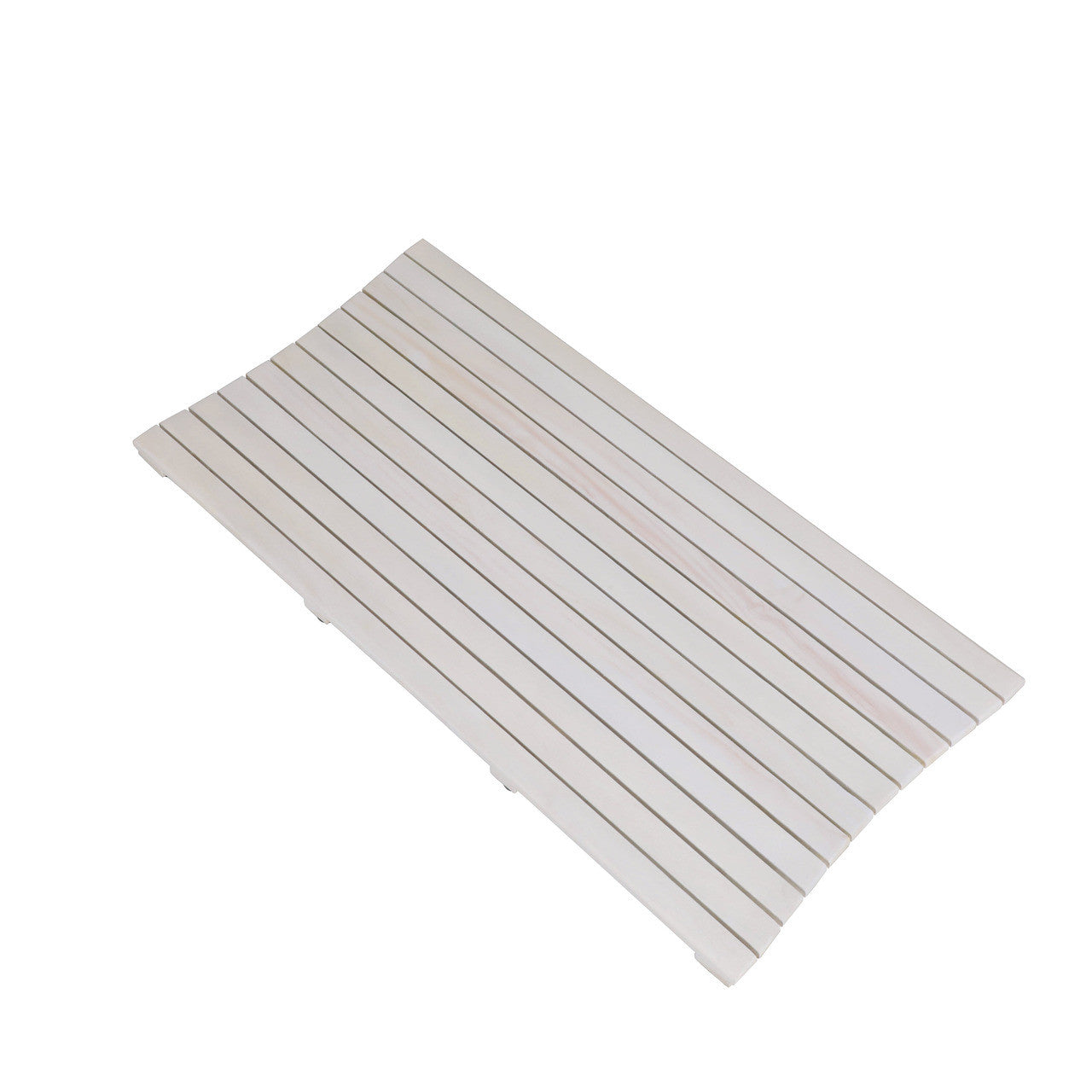 40" White Teak Slat Non Slip Bath Mat