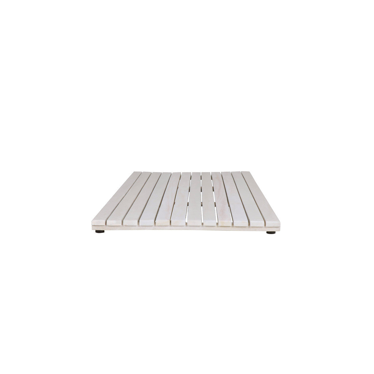 40" White Teak Slat Non Slip Bath Mat