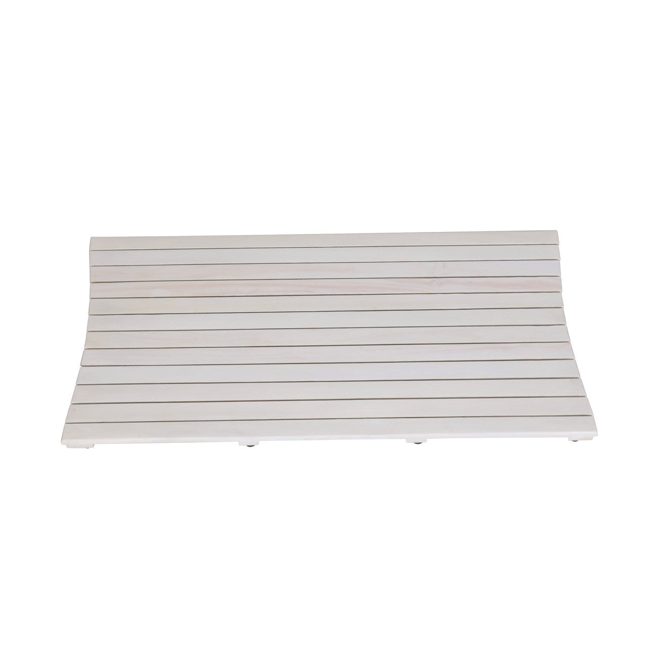 40" White Teak Slat Non Slip Bath Mat