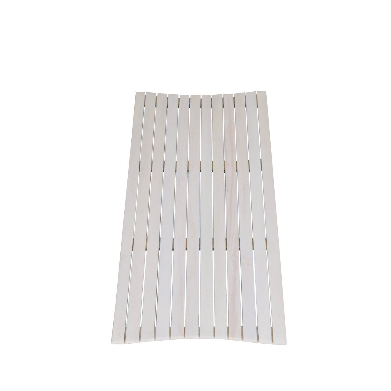 40" White Teak Slat Non Slip Bath Mat