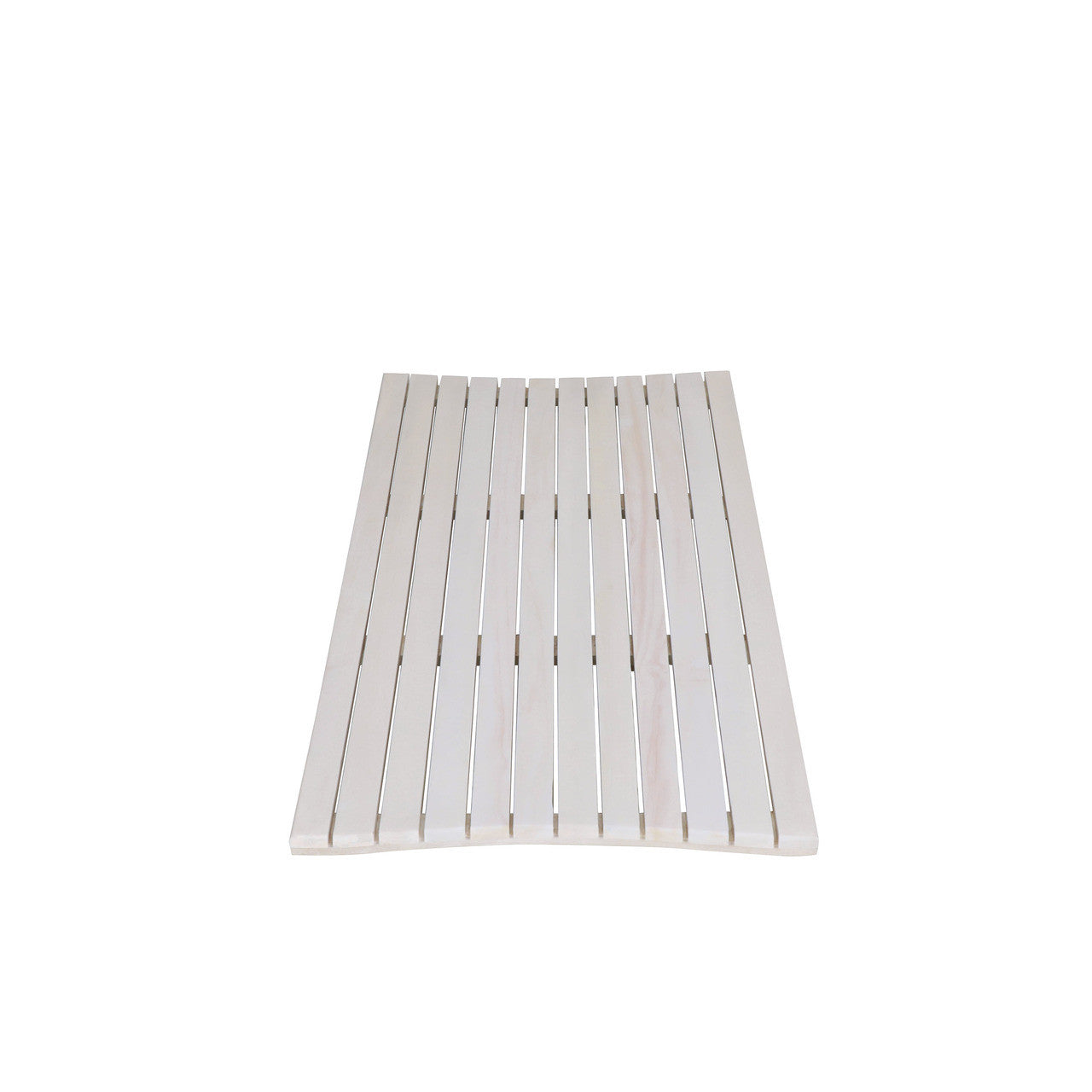 40" White Teak Slat Non Slip Bath Mat