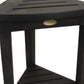 Mod Gray Teak 18" Curvilinear Corner Shower Bench With Shelf