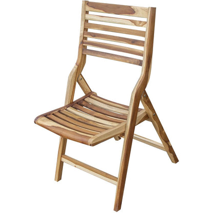 22" Brown Solid Wood Outdoor Folding Dining Chair