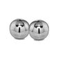 Set of Two Silver Buffed Aluminum Decorative Orb Tabletop Sculpture