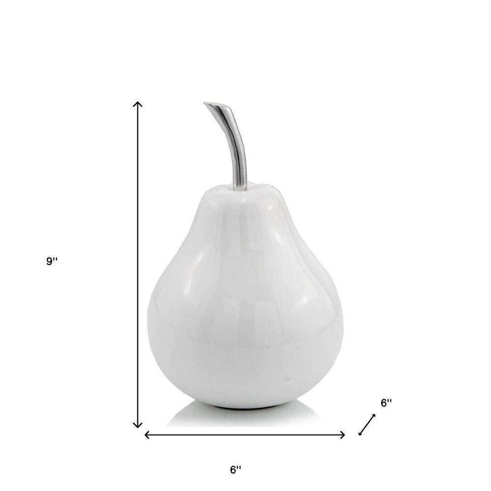 7" Silver Buffed Aluminum Decorative Pear Tabletop Sculpture