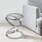 17" Silver And Clear Glass and Aluminum Round Abstract End Table