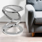 17" Silver And Clear Glass and Aluminum Round Abstract End Table