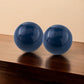 Set Of 2 Blue Aluminum Decorative Spheres 3'