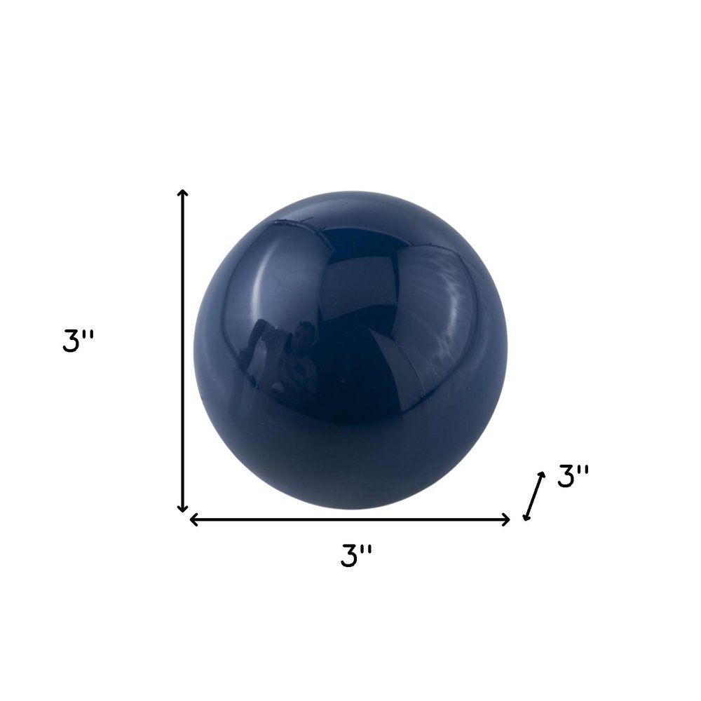 Set Of 2 Blue Aluminum Decorative Spheres 3'