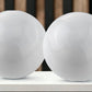 Set of Two Silver Buffed Aluminum Decorative Orb Tabletop Sculpture