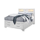 White Solid Wood Lighted Full Bed Frame With Drawers