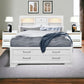 White Solid Wood Lighted Full Bed Frame With Drawers