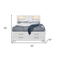 White Solid Wood Lighted King Bed Frame With Drawers
