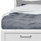 White Solid Wood Lighted King Bed Frame With Drawers