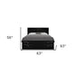 Black Solid Wood Queen Bed Frame With Eight Drawers
