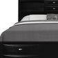 Black Solid Wood Queen Bed Frame With Eight Drawers
