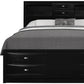 Black Solid Wood Queen Bed Frame With Eight Drawers