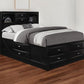 Black Solid Wood Queen Bed Frame With Eight Drawers