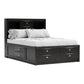 Black Carved Abstract Solid Wood King Bed Frame With Drawers