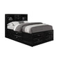 Black Carved Abstract Solid Wood King Bed Frame With Drawers