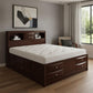 Merlot Solid Wood Queen Bed Frame With Eight Drawers