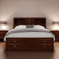 Merlot Solid Wood Queen Bed Frame With Eight Drawers