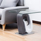 23" White Gray And Clear Glass and Wood Square Pedestal End Table