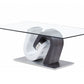 48" Clear Gray and White Glass And Steel Mod Coffee Table
