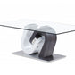 48" Clear Gray and White Glass And Steel Mod Coffee Table