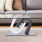 48" Clear Gray and White Glass And Steel Mod Coffee Table