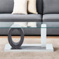 47" Clear And White and Gray Glass Coffee Table