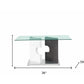 36" Clear And Gray Glass And Stainless Steel Double Pedestal Base Dining Table