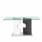 36" Clear And Gray Glass And Stainless Steel Double Pedestal Base Dining Table