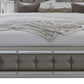 Silver Tufted Linen Upholstered Full Bed Frame with Nailhead Trim With No
