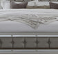 Silver Tufted Linen Upholstered Full Bed Frame with Nailhead Trim With No