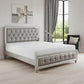 Silver Tufted Linen Upholstered Full Bed Frame with Nailhead Trim With No